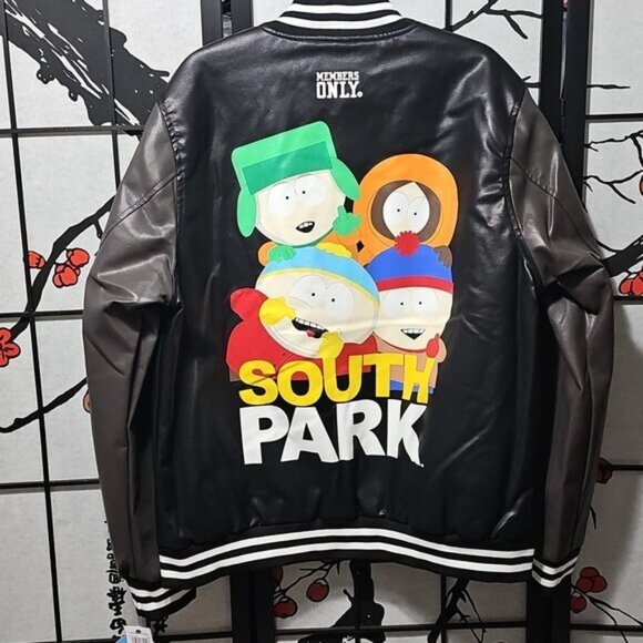 South Park x Members Only Black Bomber Varsity Jacket Size Large New - Picture 16 of 16